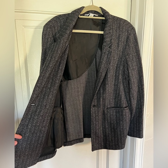 Old Navy Herringbone Blazer Women’s XL – Stretchy Black Gray One-Button Jacket - Picture 6 of 11